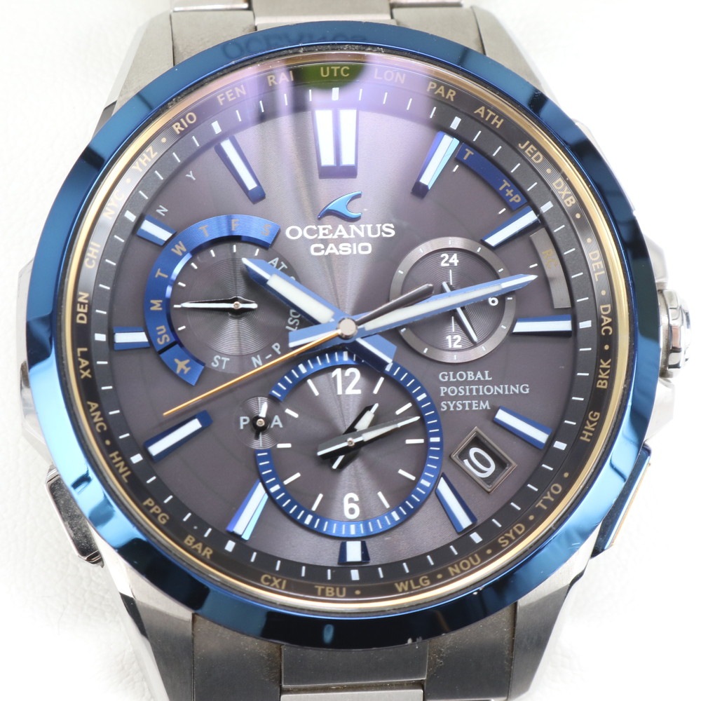 美品 オシアナス デイト GPSソーラー電波 OCW-G1100TG-1AJF 腕時計 ブラック 黒 ブランド メンズ MEM DM10-1 中古