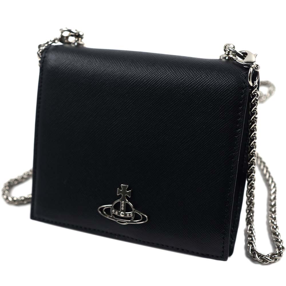ヴィヴィアンウエストウッド 二つ折り財布 Vivienne Westwood レディース カードケース ウォレットバッグ お財布ポシェット ショルダーバッグ ブラック DEBBIE CARD CASE