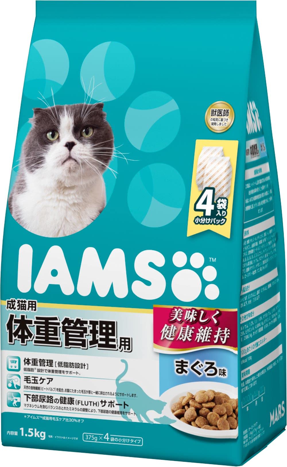 アイムス (IAMS) キャットフード アイムス 成猫用 体重管理用 まぐろ味 1.5kg×6 (ケース販売)