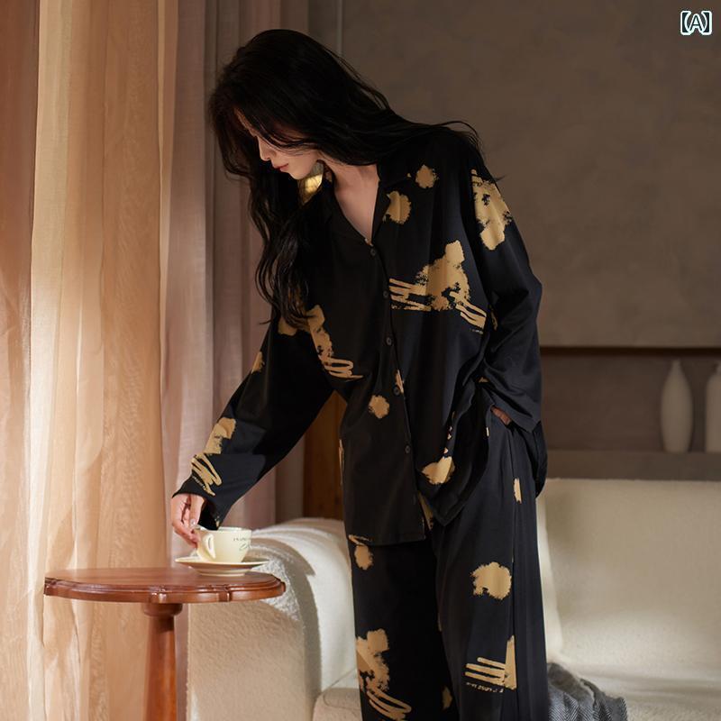 レディース　パジャマ　スウェット　上下 沙 千 パジャマ レディース 春秋モダールコットン 長袖 スーツ カジュアル 外 着 ホームウェア