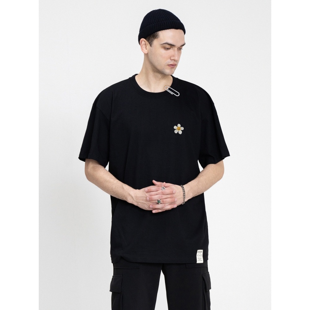 GRAVER フラワーエンブロイダリーバックロゴショートスリーブTシャツ 4color