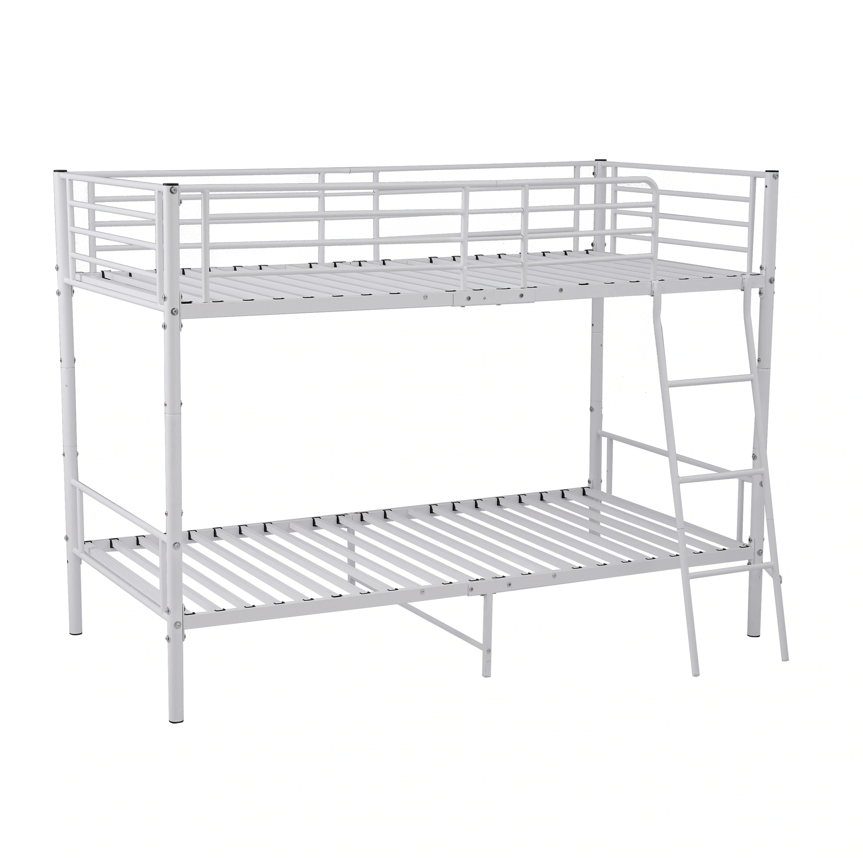 二段ベッド 欧州安全基準認証獲得済 ロフトベッド シングルベッド パイプ 耐震 頑丈フレーム 大人ベッド 子供部屋 社員寮 学生寮 耐荷重150kg ミドルタイプ 高さ150cm [ホワイト]