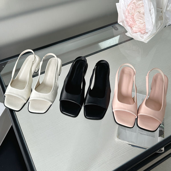 サンダル オープントゥ バックストラップ レディース ローヒール 黒 ブラック アイボリー ピンク 歩きやすい カジュアル シンプル 靴 婦人靴 韓国