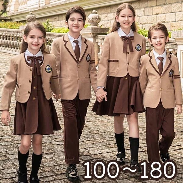 卒業式 入学式 スーツ 女の子 男の子 中学 小学生 受験 学生服 通学 セット 大きいサイズ 女児 ジュニアスーツ 子供スーツ お受験 発表会 ベージュ 100 110 120 130 140 15