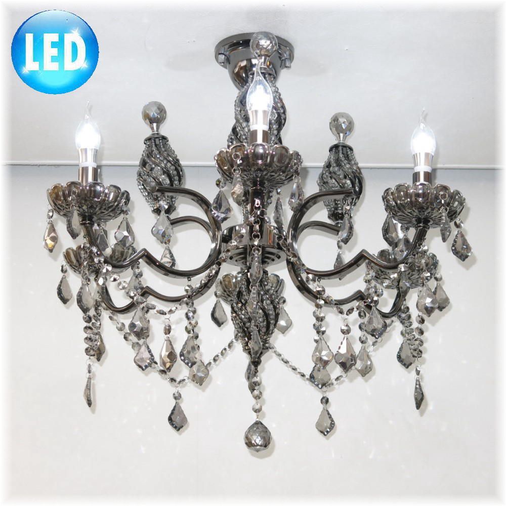 【LED付き！】新品 超豪華！LED キャンドル6灯 スワロフスキー風 クリスタル シャンデリア