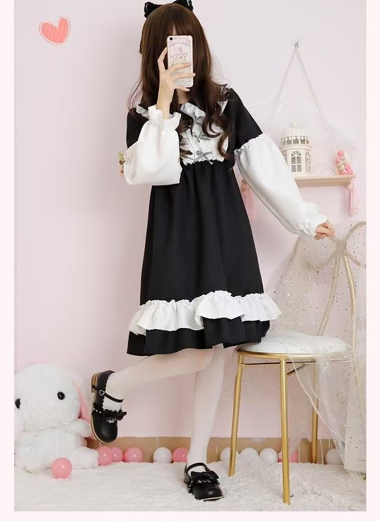 ロリータ ワンピース メイド ワンピース コスプレ パーティードレス コスチューム 衣装 パニエ 上着追加可 ハロウィン クリスマス