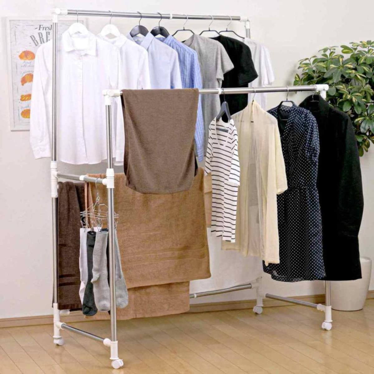 物干し 室内 PORISH いっぱい干せる伸縮自在多機能物干し 折り畳み 折りたたみ コンパクト 部屋 タオル 洗濯物干し 室内干し 部屋干し 収納 衣類収納 洗濯 大容量 布団干し 伸縮