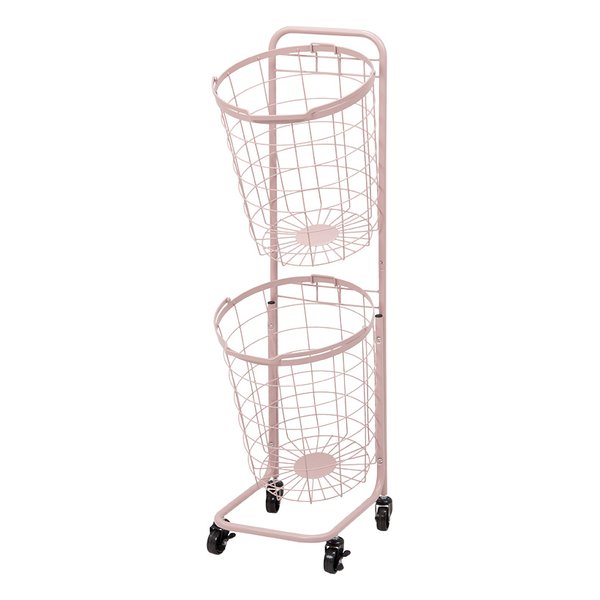 ランドリーラック スモーキーピンク・幅34.5×奥行39×高さ108cm 丸型2段タイプ 6,520円