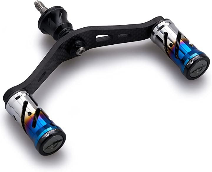 90mm リール ハンドル 16mm ノブ 搭載 シマノ ダイワ 通用 1.5K炭素布 カーボンクランク スピニングリール用 Vortex Series 501(ブラック)その他