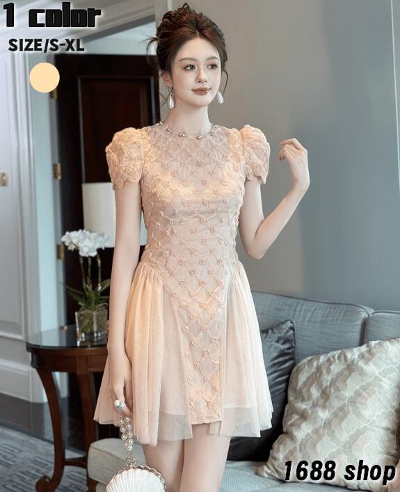 即納可能2025 ワンピース Aライン ミニ 姫系ワンピース　花柄　ワンピース インポート ひざ丈 ミドル丈 エレガント　韓国ファッション シンプル Vネック パーティドレス 袖あり　お嬢様 セクシー