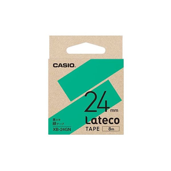 (5個セット) カシオ計算機 Lateco専用詰替用テープ/緑に黒文字/24mm XB-24GNX5