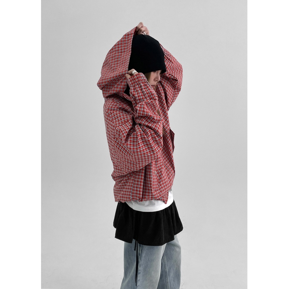 ブラックアップ [春新品] [MADE] ココティチェックフード付きジャンパー