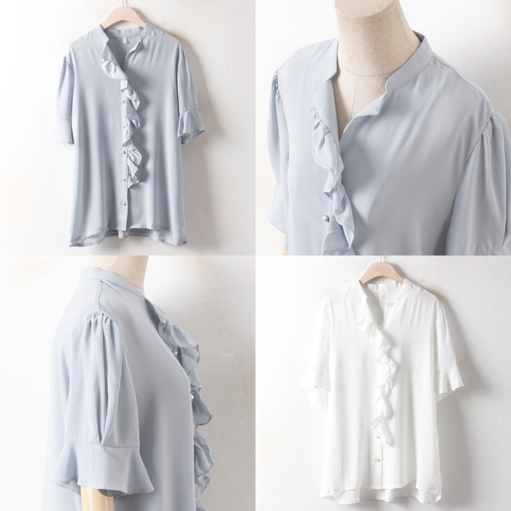 韓国ファッション大きいサイズPGビーズシャーリングブラウス（2792H807）ビッグ女性服ロングルーズフィット korea fashion bigsize