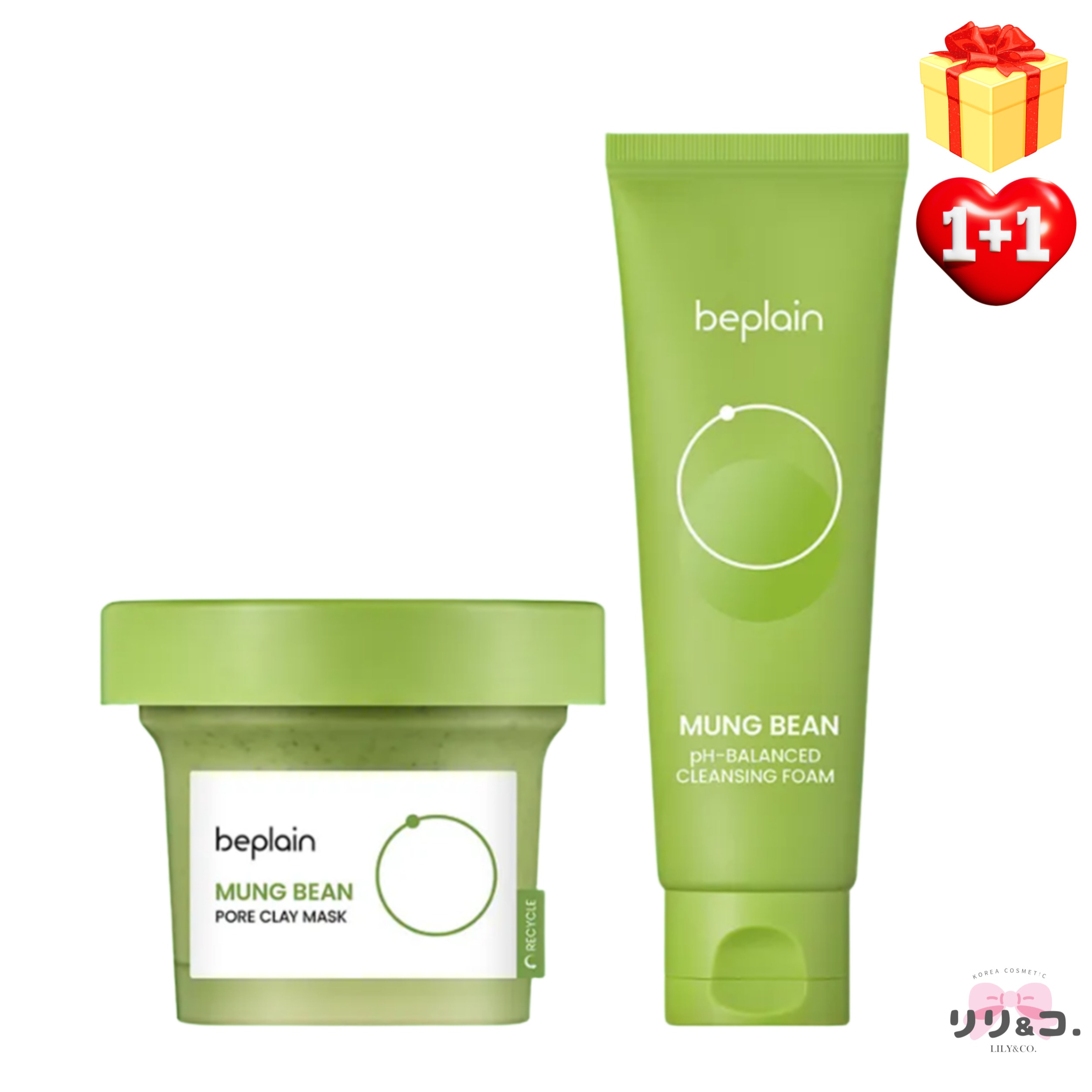 [企画セット 1+1] 緑豆pHバランス クレンジングフォーム 80ml + 緑豆 毛穴 クレイマスクパック 120ml セット 韓国コスメ 緑豆 洗顔 毛穴ケア 敏感肌 スキンケ