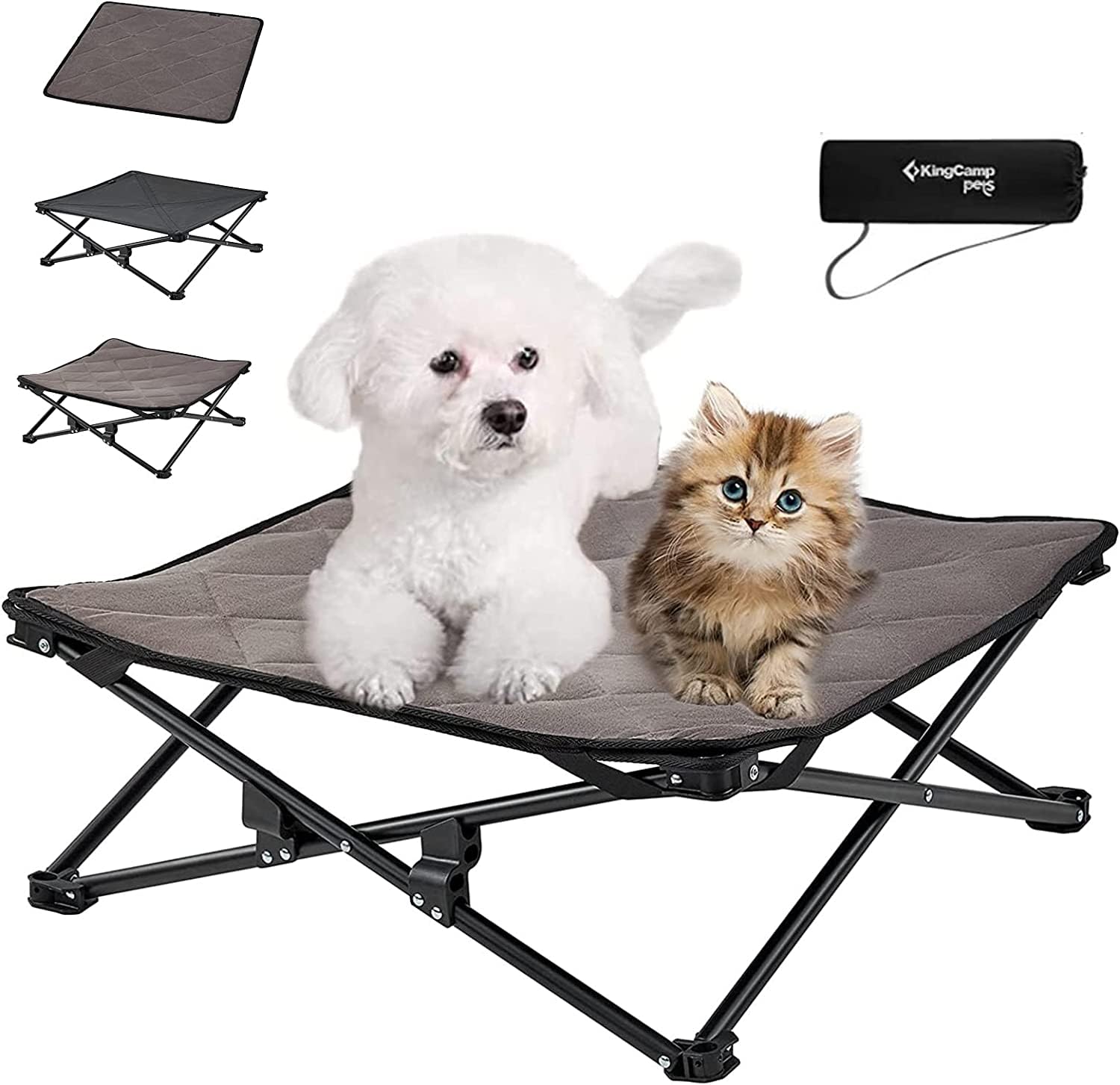 KingCamp ドッグコット 犬用ベッド ペットベッド アウトドア 折りたたみ 洗える ベッド クッション 付き 地面から離れ キャンプ 小型犬用 Ｓ