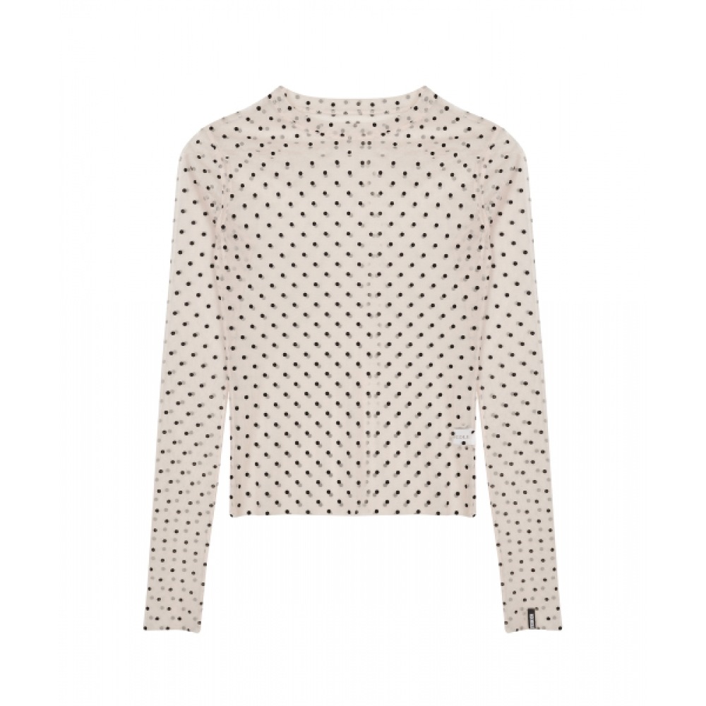 ニック&ニコールニコールレーベルシースルードットトップス_ベージュ