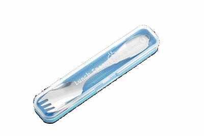 日本製 Japan ランチスプーン ケース付 リーフ ホワイトブルー 005161 [xまとめ買い12]