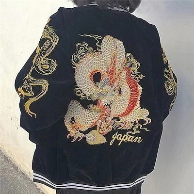 刺繍ラインアウター2色スタジャンスカジャンジャケットベースボールダンス衣ヒップホップHIPHPレ