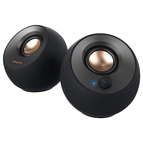 Creative Pebble V2 USB Type-C給電採用アクティブ スピーカー 8W RMS ピーク出力16W パワフル出力 45上向きドライバー 重低音 パッシブ ドライバー SP-PB
