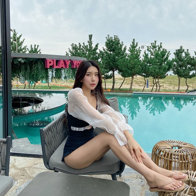 韓国ファッション 長袖 気質 水着 痩せている タイトスカート 温泉 胸の小さいギャザー お腹を覆う