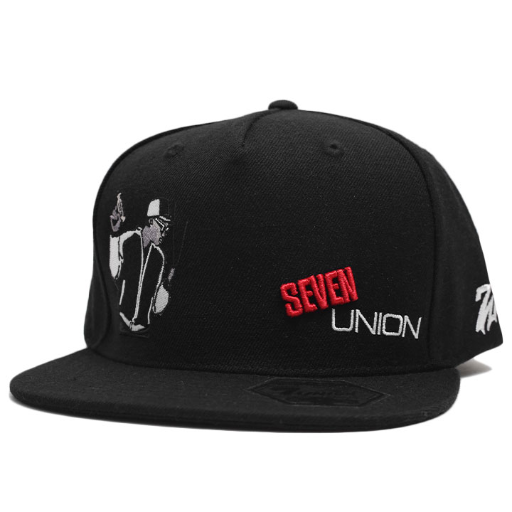 7union キャップ メンズ 春夏秋冬用 黒 公式 帽子 ぼうし 深め フラットバイザー スナップバックキャップ おしゃれ シンプル