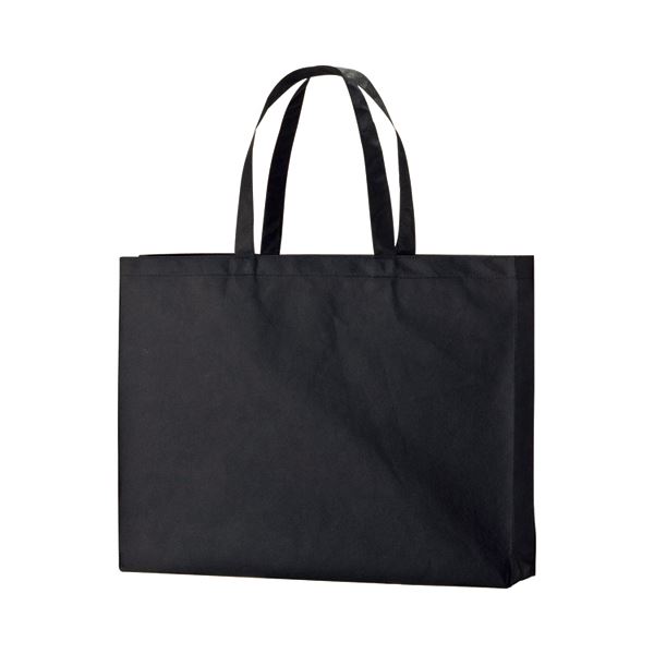 (まとめ) TANOSEE 不織布バッグ 大 ヨコ530×タテ400×マチ幅120mm ブラック 1パック（10枚） (×5セット)