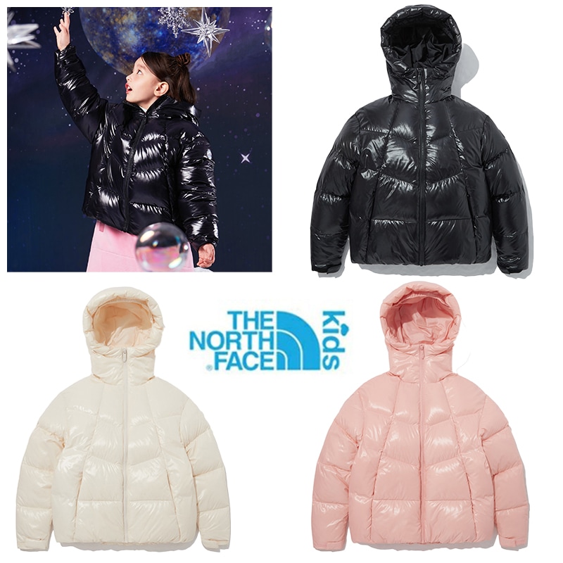 NJ1DP61 GS GLITTER DOWN JACKETダウンジャケット キッズ 女の子 ガールズ ジュニア ハイネック ショート ヌプシ クロップド 軽い 柔らかい 暖か ホワイトレーベル