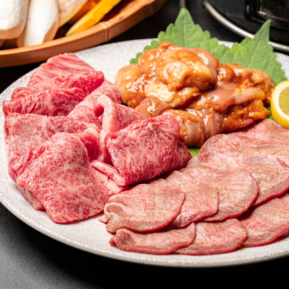 こだわり焼肉セット（厳選カルビ400g+昔なつかしい牛タン500g+特製味噌だれホルモン500g）計1400g 肉 食品 BBQ 焼肉セット