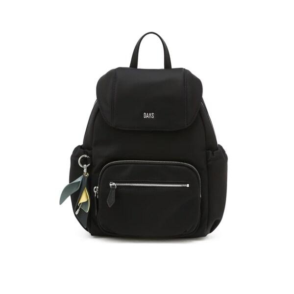 ブラックフラワーチャーム付きナイロンバックパック DCBA6F526