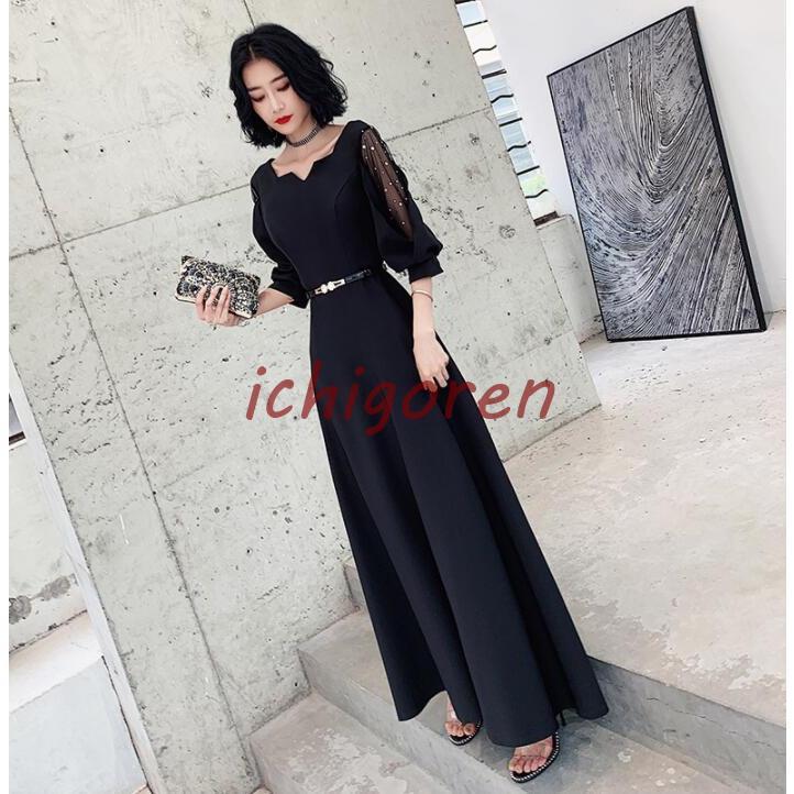 【即納】ロングドレス 演奏会用 パーティードレス 結婚式 ドレス ステージドレス 大人 ピアノ 発表会 コーラス 合唱衣装 マキシ丈 20代30代40代 大きいサイズ 式