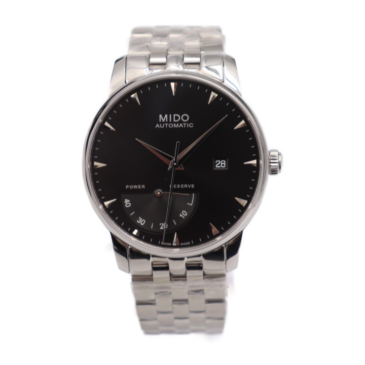 超美品 MIDO ミドー M8605 バロンチェッリ 42mm オートマチック 腕時計 SS シルバー ブラック文字【本物保証】