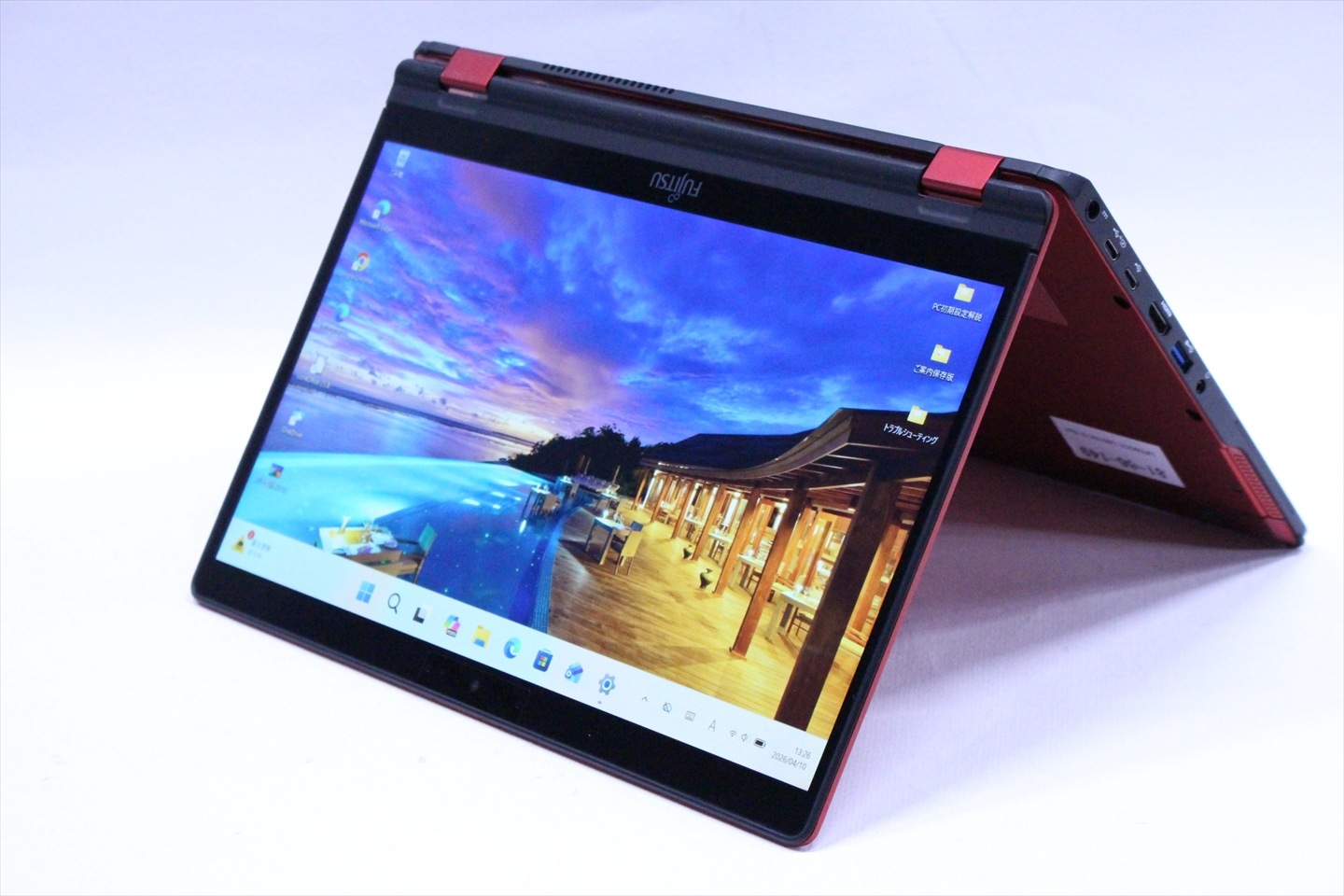 即配 良品 希少レッド 2020年薄軽量モデル 2in1 LIFEBOOK U9310X/D LTE i5-10310U 8G 256G 13.3FHDタッチ Wi-Fi6 Office ABA評価