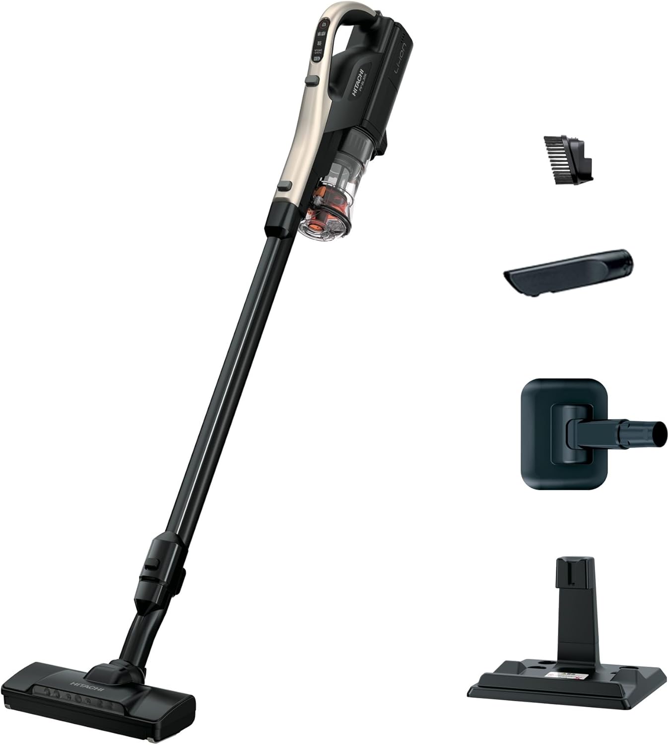 日立 掃除機 コードレス スティッククリーナー 軽量 1.4kg 自走式 LEDライト PV-BL30K パワかるスティック 日本製 ライトゴールド ハンディクリーナー スタンド付き