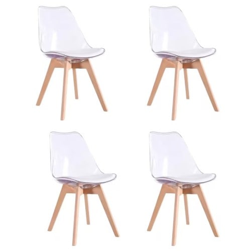 チェア 4脚セット 背もたれ付き アームレス コンパクト モダン 北欧