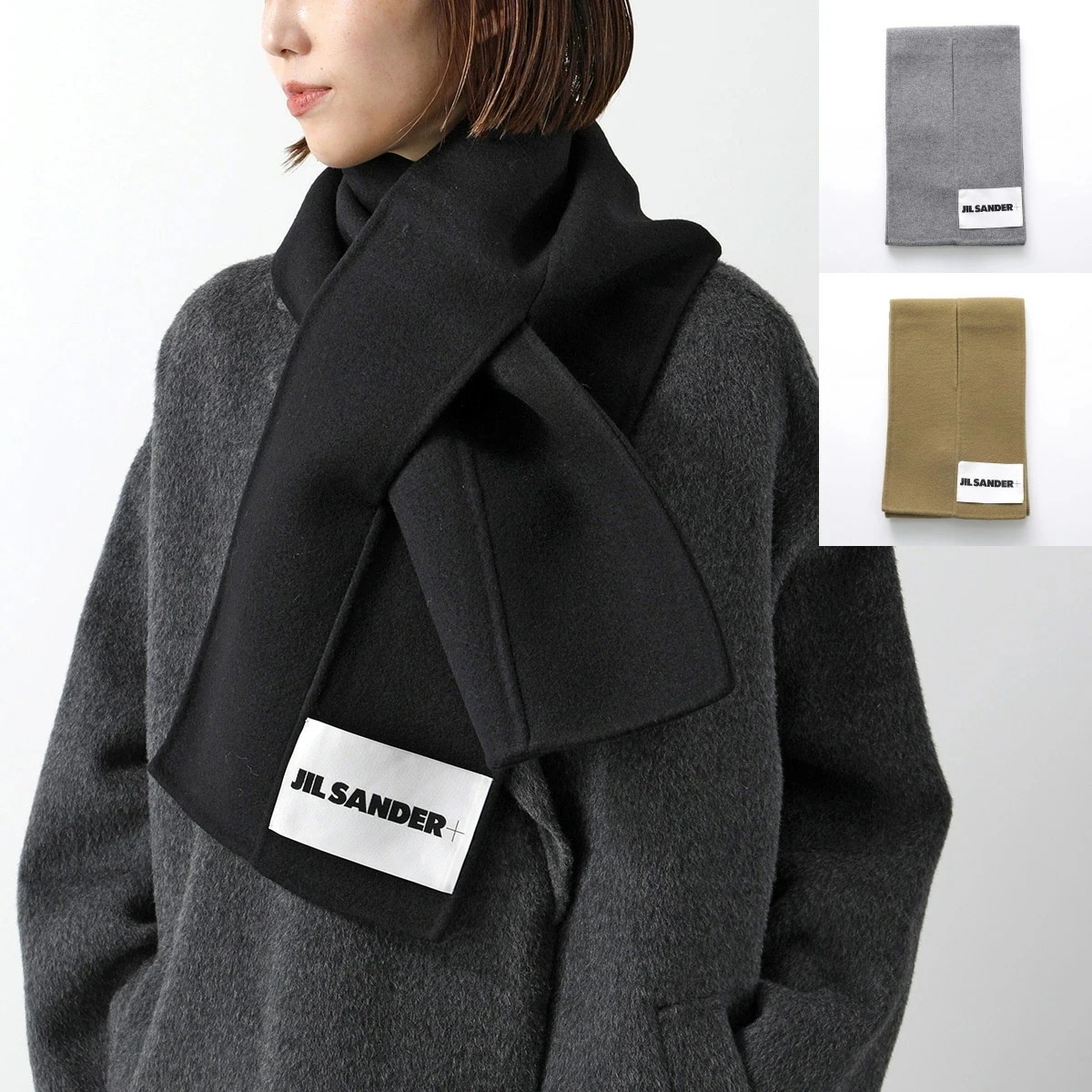 JIL SANDER+ ジルサンダー プラス マフラー J47TE0116 J40020 レディース ウール ストール ロゴラベル カラー3色