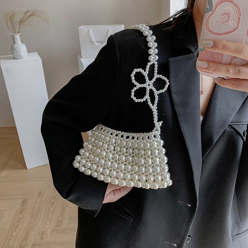 パールショルダーバッグ新宴会レトロハンドバッグ韓版ビーズ刺繍クラッチファッションフラワー女性バッグ