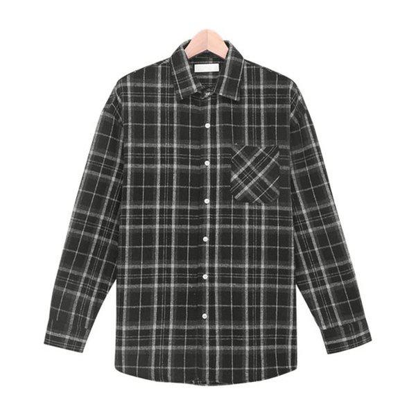 シャツ SRV028 2COLOR 男女共用 オーバーフィットシャツ 厚手のウールチェックシャツ