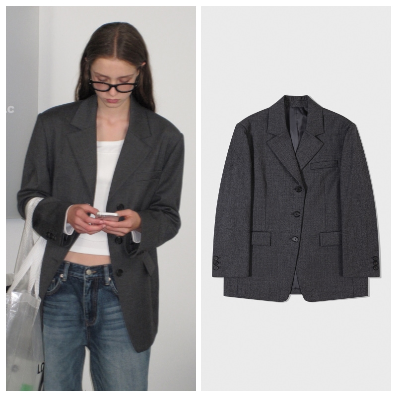 【LOW CLASSIC】 OVERSIZED 3-BUTTON WOOL BLAZER : CHARCOAL 26,546円