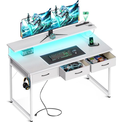 色：ホワイト サイズ：120*52*75.7cm ODK ゲーミングデスク パソコンデスク 引き出し