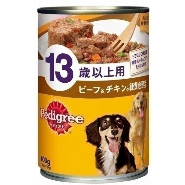 （まとめ買い）P132 13歳以上用 ビーフ&チキン&緑黄色野菜 400g 犬用缶詰 ドッグフード [x24]