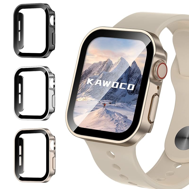 【3枚セット】Kawoco アップルウォッチ 防水 カバー 保護 iWatch 44mm SeriesSE SeriesSE2 Series6 Series5 Series4 直角エッデザイン app
