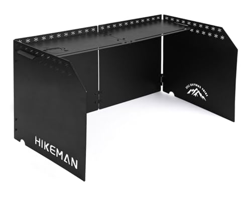 HIMIMI ウインドスクリーン 風防板 ウィンドスクリーン 小型 カセット コンロ 風除け ストーブ コンロ用 黒 長方形 炭素鋼板 高さ25cm 折りたたみ式 収納袋付き キャンプ用品 ブラック