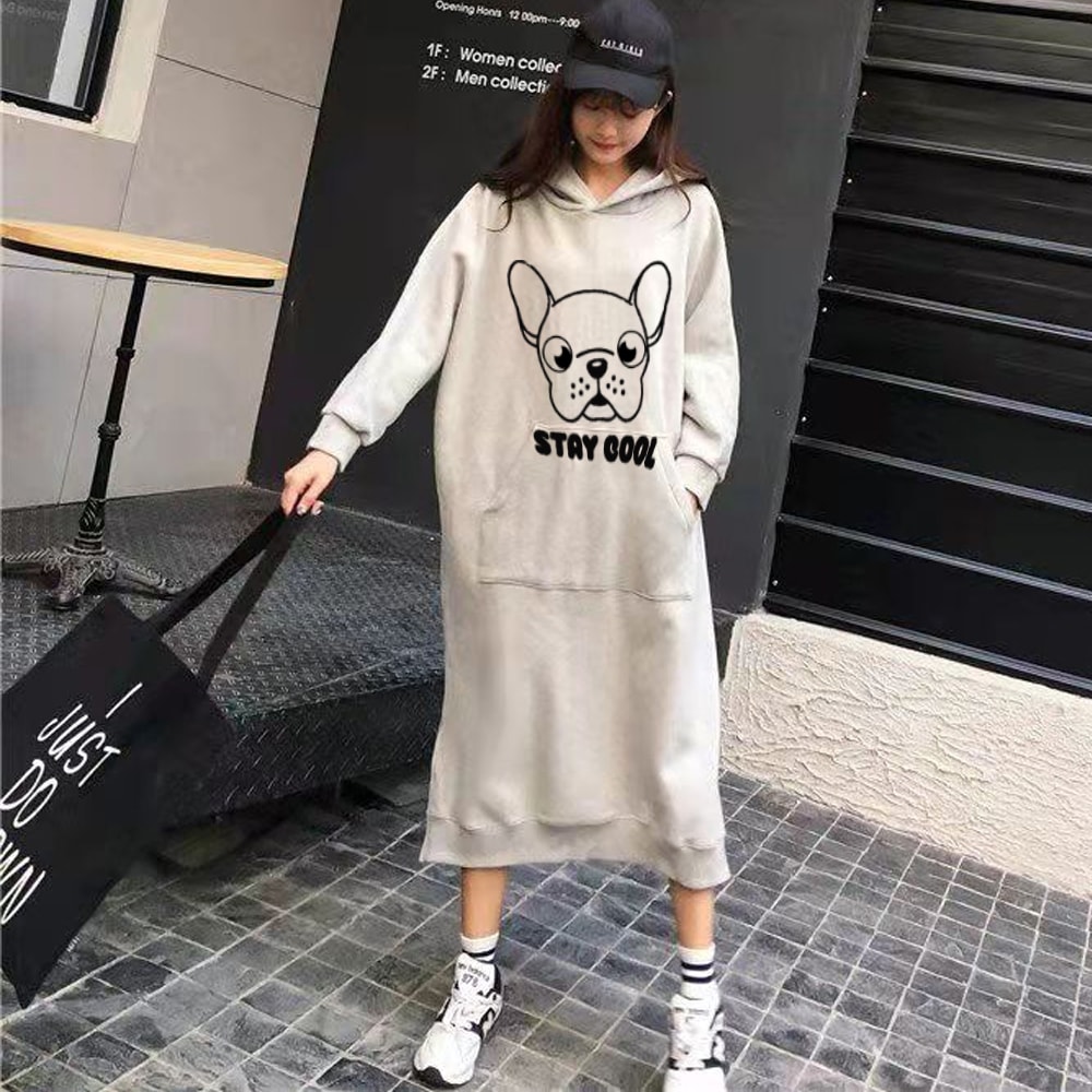 빅사이즈 강아지전사 기모 오버핏 미디원피스