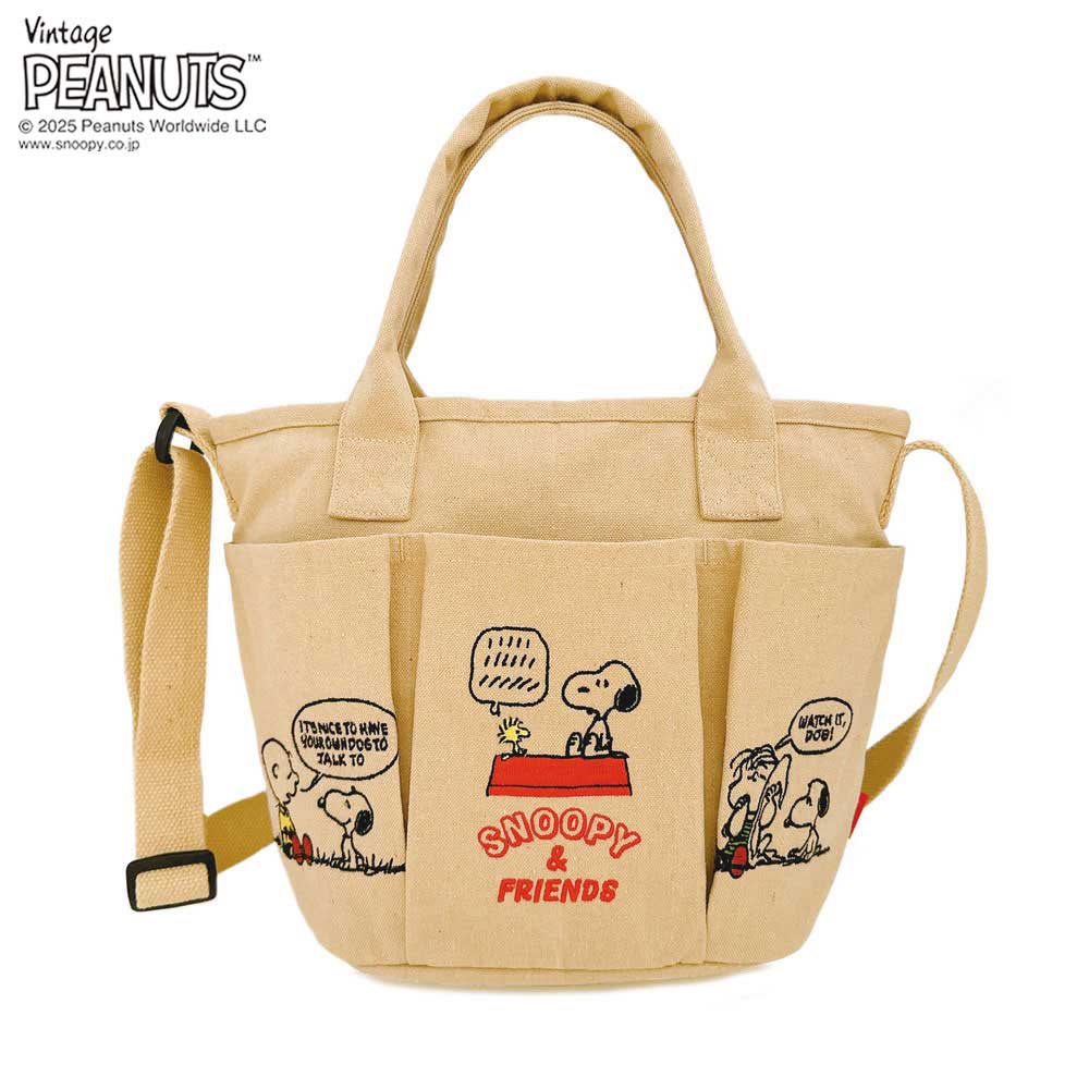 2025新作 スヌーピーバッグ ショルダーバッグ ROOTOTE DELI PEANUTS 8421 ルートート スヌーピー IP.デリ.ポケッツ.ピーナッツ-0C ベージュ 4,905円