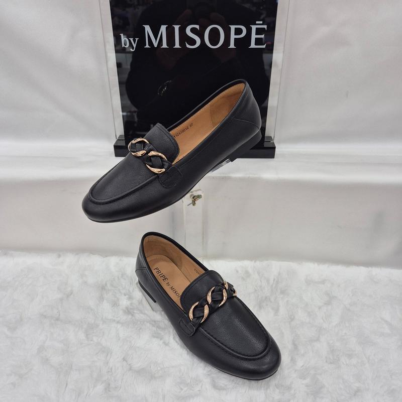 By 女性 チェーン ポイント ローファー 112HT419TP012 BLACK 1 JJ