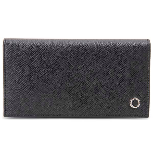 BVLGARI 288256 ブルガリ ブルガリブルガリ マン 二折長財布ファスナー小銭入付 グレインカーフレザー ブラック/ブルー系/シルバー