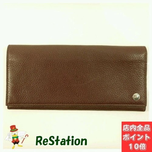 【中古】dunhill ダンヒル エンジ×レザー 2つ折り長財布