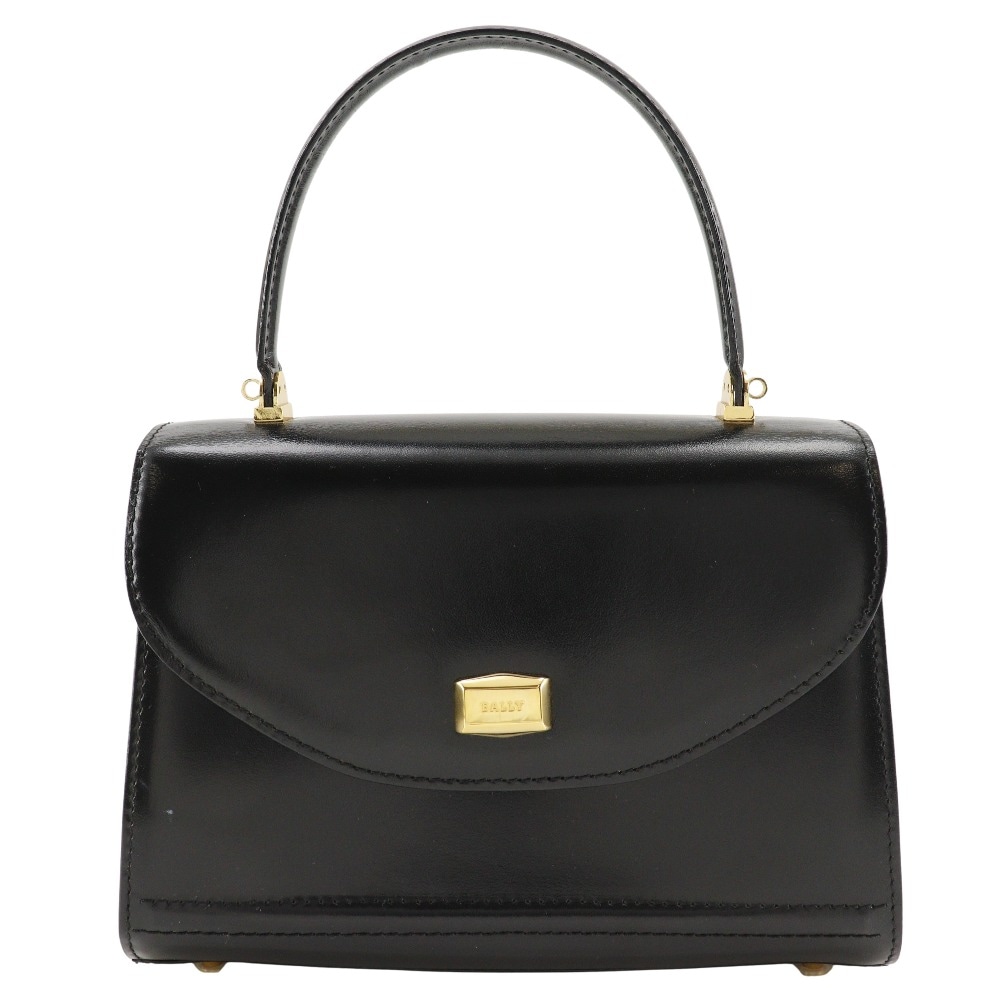 ワンハンドル 2WAYショルダー ハンドバッグ カーフ 黒 レディース 中古品