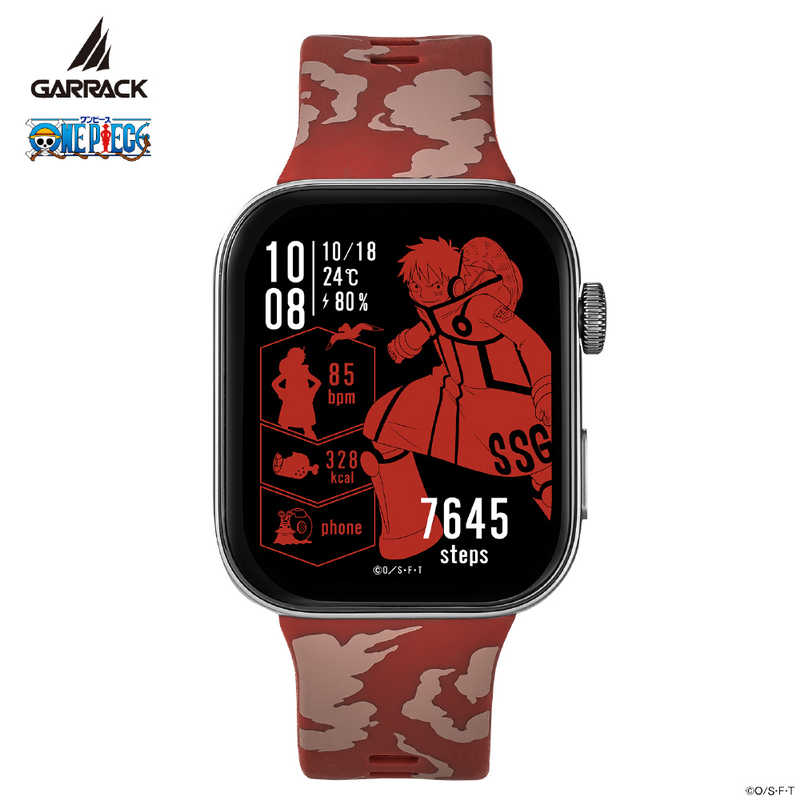 GARRACK　ワンピーススマートウォッチ ルフィモデル ［Smart Watch ONEPIECE Luffy model］ 1年保証 レッド　HUC-OP-FT3-L