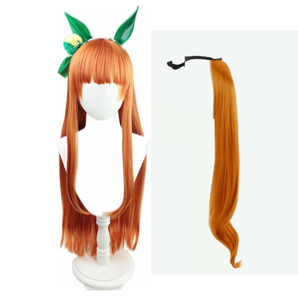 サイレンススズカ コスプレウィッグ コスプレ 耳付き 尻尾付き 髪飾り付き かつら カツラ 耐熱 演出服 アニメ 祭り ハロウィン クリスマス 学園祭 文化祭